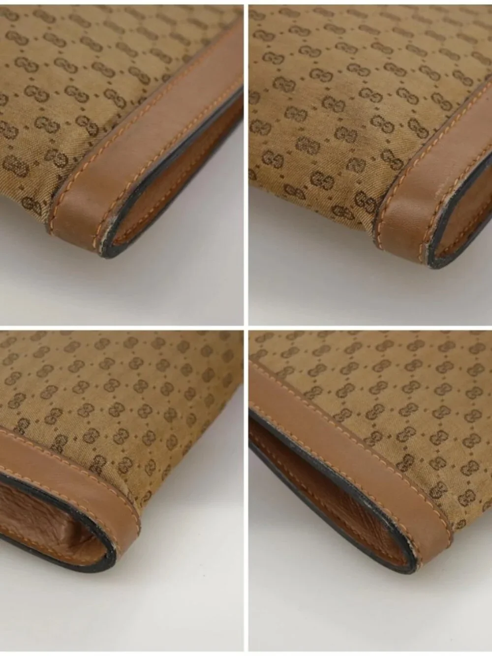 GUCCI Micro GG Canvas Clutch Bag Beige Auth ep6918